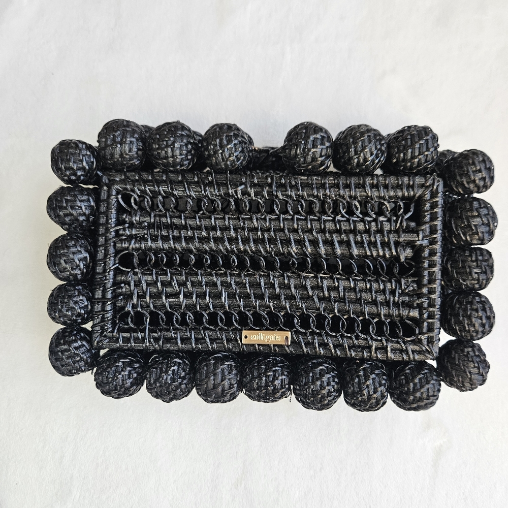 cult gaia Black Woven Beaded Rectangular Clutch